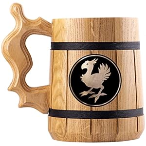 FF Chocobo Beer Stein, FF Wooden Beer Mug, Engraved Beer Tankard, Gift for Gamer, Groomsmen Gift, Gift for Him…