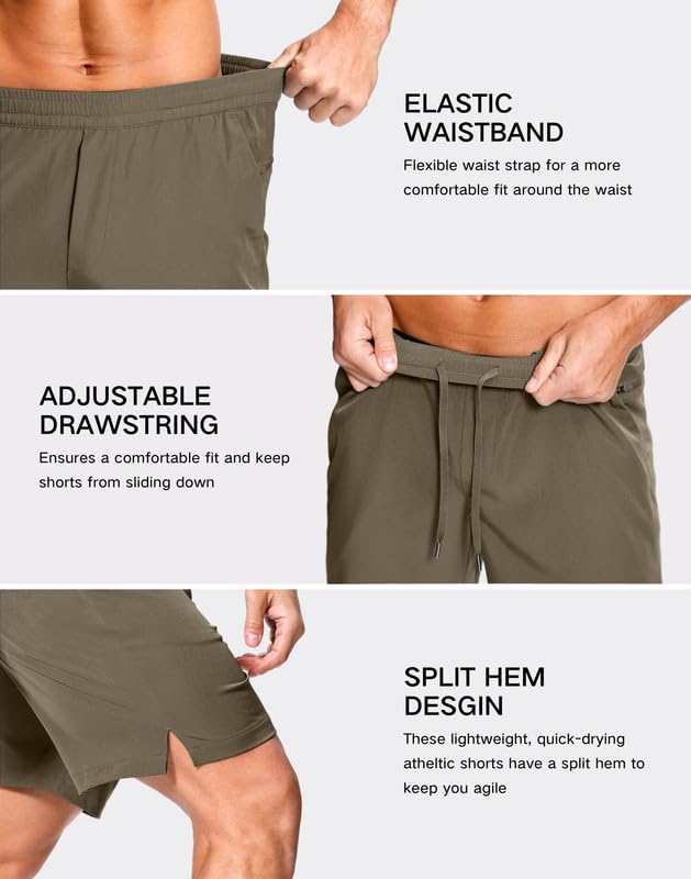 Image of GGJ Men's Lightweight Athletic Shorts with 2 Zipper Pockets 7 inch /9 inch /5 inch Gym Workout Running Quick Dry Tennis Shorts for Men