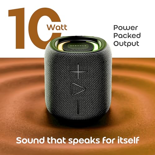 Image of GOBOULT Rave Q10 Bluetooth Speaker with 10 Watt BoomX Audio, Up to12 Hrs Playtime, Type-C Charging, TF Card /USB & Bluetooth 5.4 Compatible, Made in India Portable Speaker (Jet Black)