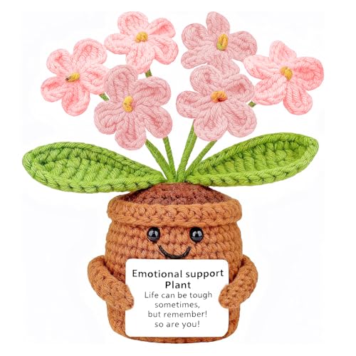 WaaRiuQ 1Pcs Emotional Support Plant Emotional Support Gift Plush Flower Pot Emotional Support Crochet Cute Mini Crochet Positive Animals Back To School For Friend Family Classmate Girlfriend