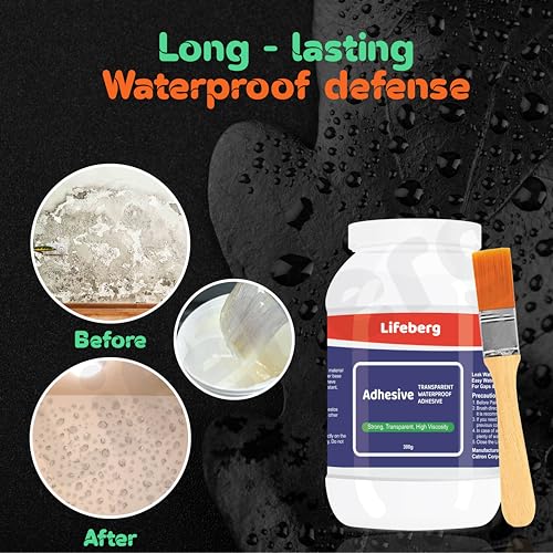 Image of 900gm Crack Seal Glue with Brush | Transparent Waterproof Solution for Roof Leakage | Waterproofing Agent for Lasting Protection | Epoxy Resin Sealant for Tiles,Pipes, Walls