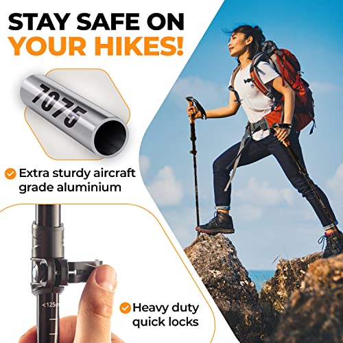 Foxelli Folding Trekking Poles – 2-Pc Ultra Compact Hiking Poles For Men & Women, Lightweight Strong Aluminum 7075 Collapsible Foldable Walking Sticks With Flip Locks, 4 Season All Terrain Accessories #TOP2