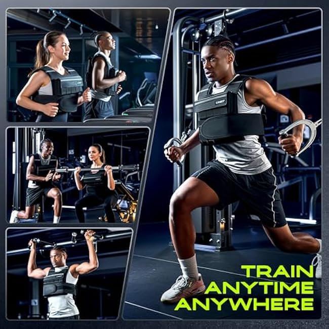 Adjustable Weighted Vest for Men Women, 20lb 30lb 45lb 60lb Weight Vest with 20 Removable Weights, Heavy Duty Running Vest with Reflective Strips for Walking Strength Training Calisthenics