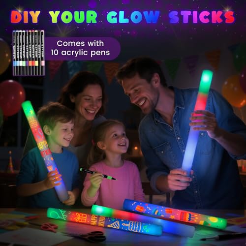 LovesTown 20PCS LED Foam Sticks, Halloween Glow Sticks Bulk Party Favors with 3Modes Flashing, Glow in The Dark Party Supplies for Halloween, Spooky Celebrations, Wedding, Camping, Birthday, Carnival - Image 3