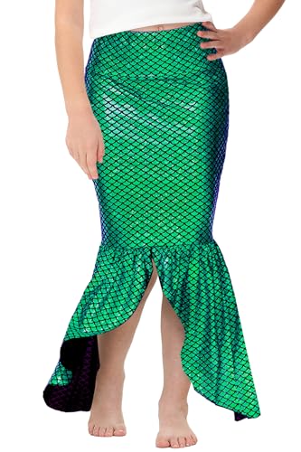 Image of Halloween Mermaid Skirts Elastic High Waisted Long Skirt Green S
