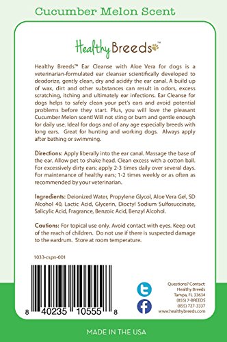 Image of Healthy Breeds Cocker Spaniel Ear Cleanse with Aloe Vera Cucumber Melon 8 oz (Pack of 2)