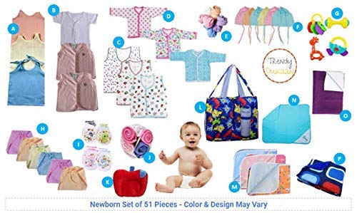 Image of New Born Baby Gift Set for 0-6 Month Baby (Clothes, Feeding, Bag and Toys) (51 Piece Pack)