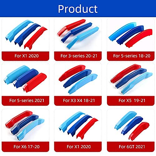 Image of M-Colored Stripe Grille Insert Trims for BMW Accessories, ABS Car Accessories for BMW Grill Stripes (X6 17-18 F16 7-Beam)