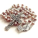 elegantmedical Handmade AAA White Real Pearl Beads Catholic Mary Help OF Christians and Juses holy...