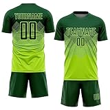Custom Soccer Jerseys Men Women Kids Personalized Soccer Shirts Shorts Set Boys Soccer Uniforms School Youth Sports Team Training Soccer Jersey Printed Name Number Logo Fans Gift Green Fade Design