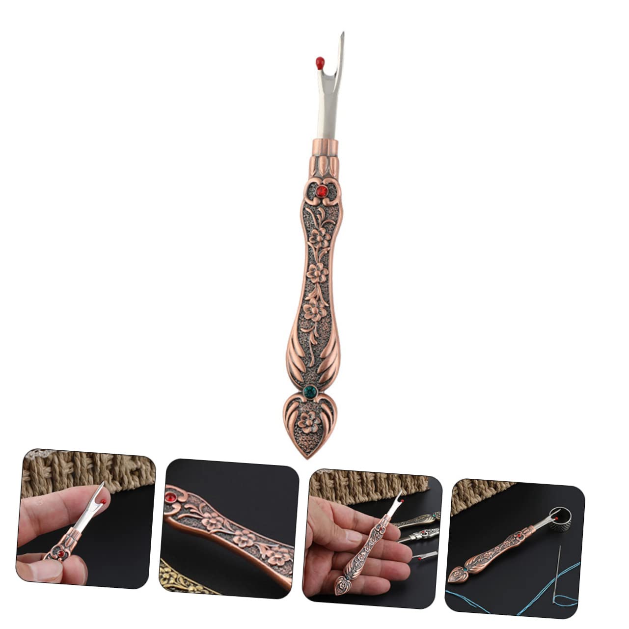 NUOBESTY 5 Piezas Desgarrador de costuras cortador de hilo herramienta de trenza herramienta de tejido desgarradores de hilo delicado quitar los puntos Accesorios Metal