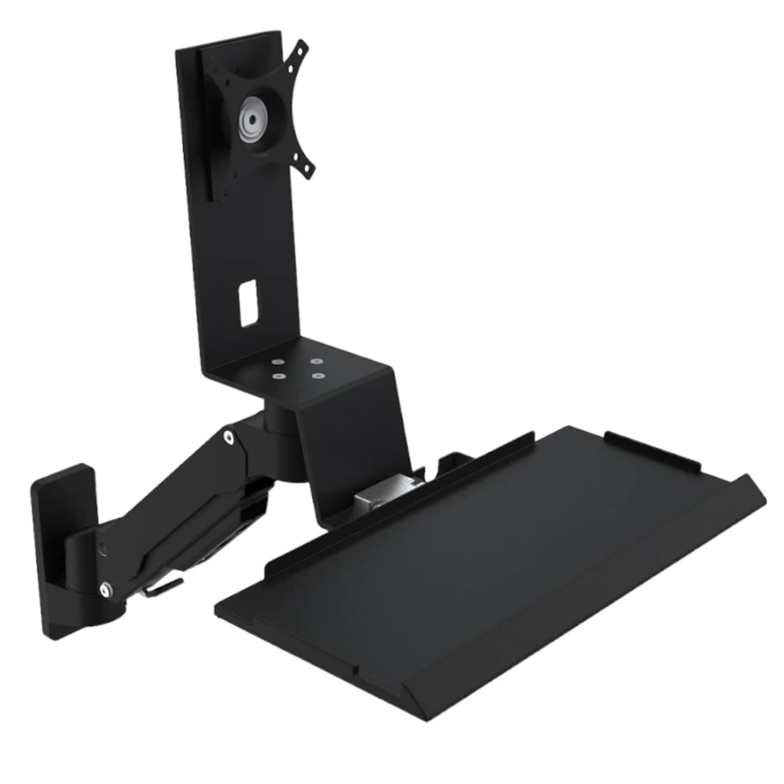 SICWEDIM Monitor and Keyboard Wall Mount, Heavy Duty Single Monitor Workstation, with Folding Keyboard Tray, Gas Spring Arm - Height Adjustable, for 15"-32" Screen, Max Load 10 Kg (Black 460mm)