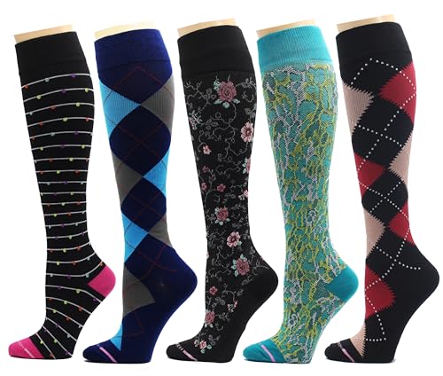 Image of Dr. Motion Compression Socks For Men & Women BEST Graduated Athletic Fit For Walking, Hiking, Running, Nurses 5 Pairs