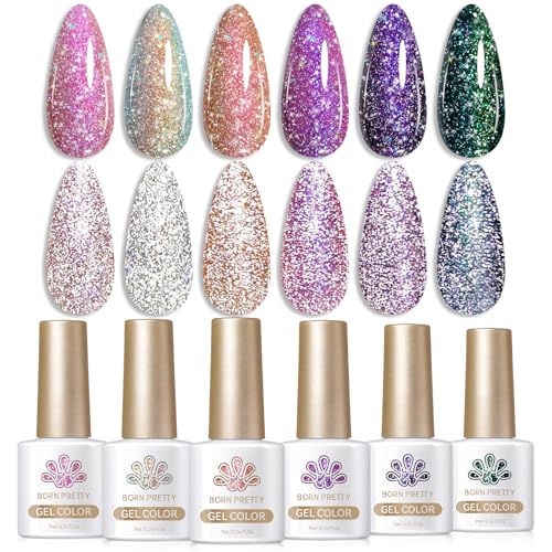 Born Pretty Reflective Glitter Gel Nail Polish Shimmer Sequins Sp...