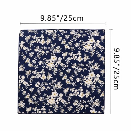 Image of Floral Pocket Squares for Men with Holder Printed Flower Mens Handkerchief Cotton Suit Pocket Hanky for Wedding