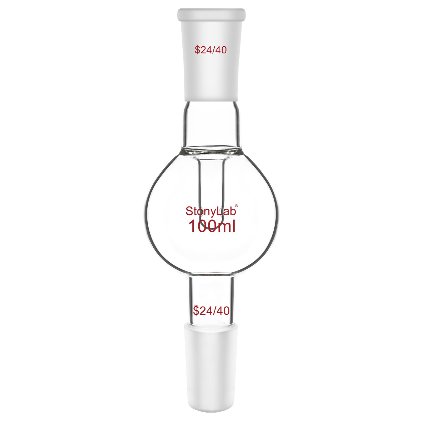 stonylab Piège de Bump pour Évaporateur Rotatif 100 ml, Tube à Vapeur Intérieur Supérieur 24/40, Joints Coniques Standard 24/40, Verre Borosilicaté G3.3