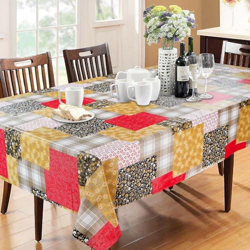 Image of Dakshya Industries PVC Waterproof Withoutlace Dining Table Cover (Size - 54X78 Inch) Rectangle 6 Seater Heat Rasistant Table Cloth (T4)