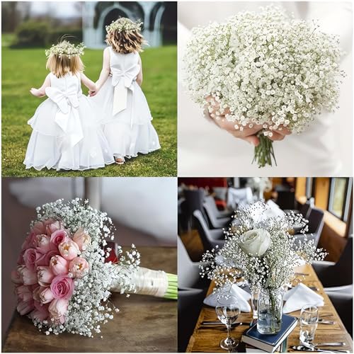 10 Bundles Artificial Flowers, Baby Breath Flowers Artificial, Real Touch, Fake Dried Gypsophila Plants for Wedding Bouquets DIY Wreath Floral Arrangement Home Party Decoration (Wh image 6