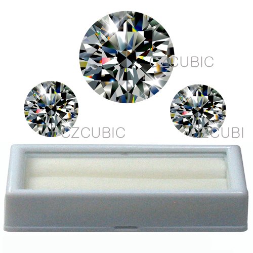 Cubic Zirconia Round White 8.00 MM 2 CT + 6.50 MM 2x1 CT + FREE BOX - Loose Gemstones2