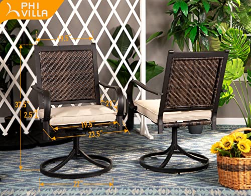 Phi Villa Outdoor Rattan Dining Chairs Set Of 2 Pieces Wicker Swivel Dining Chairs With Cushion For Outside Heavy Duty Wicker Patio Furniture Sets Bistro Chairs For Garden,Backyard,Lawn(2 Pieces) #TOP1