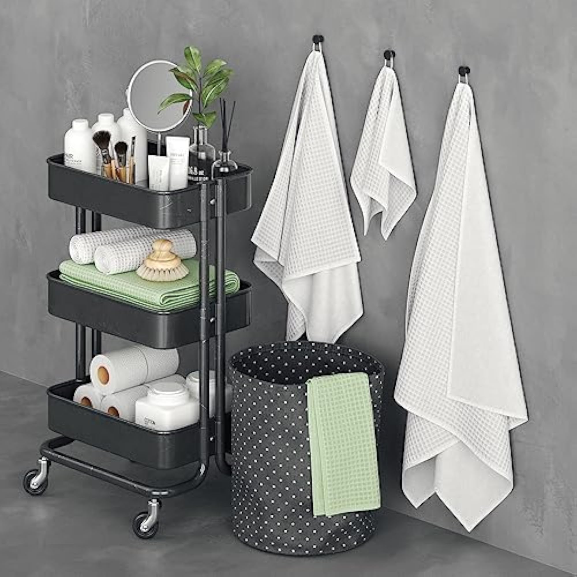 3-Tier Kitchen Storage Trolley Rack with Caster Wheels