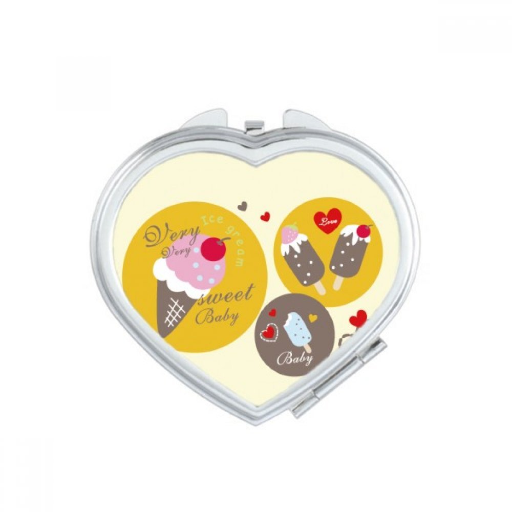 Miroir de Poche Douce Crème Glacée pour Retouches Maquillage en Voyage