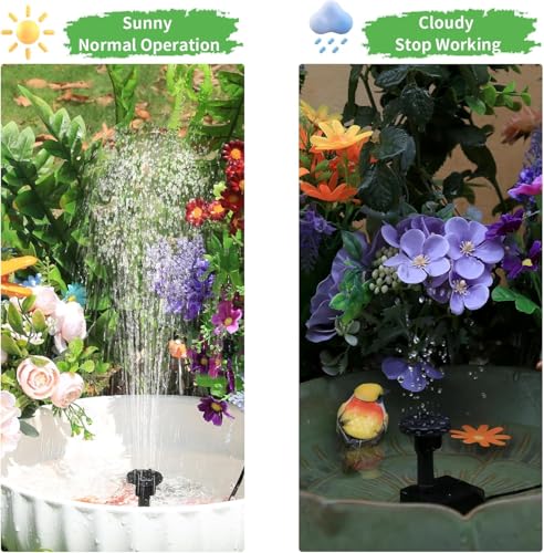 AISITIN Solar Springbrunnen für Außen, Upgrade DIY Solarbrunnen Solarwasserbrunnen, Solar Teichpumpe Solar Fontäne Pumpe Solar-Schwimmbrunnenpumpe mit 6 Fontänenstile für Wasserspiel,Garten