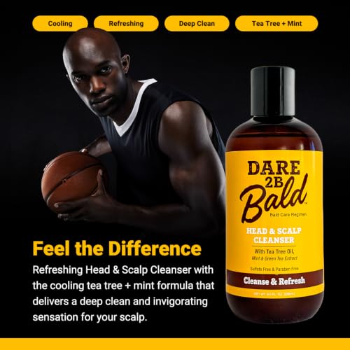 Image of Dare 2B Bald High Time Head & Scalp Cleanser | Bald Head Care | Scalp Shampoo & Moisturizing Exfoliator | Tea Tree Oil & Mint Green Tea Formula | 8 fl oz
