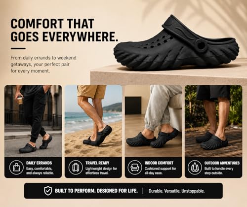 Image of Kraasa Men's Lightweight Classic Clogs Sandals with Adjustable Back Strap & Daily Used Slipper with Lightweight Design for Men's & Boy's
