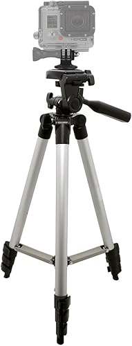 Miniatura 2 de SSE Trípode Deluxe de 50 pulgadas con indicador de nivel de burbuja incorporado + adaptador de montaje de trípode GoPro incluido - Compatible con