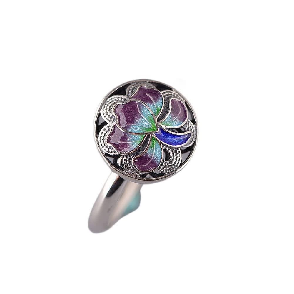HGJH Silberringe Damen 925,S925 Sterling Silber Pfingstrose Blume Ring Verstellbare Ringe Rund Retro Zeigefinger Ring Silber Ewigkeitsring Hochzeit Charme Schmuck Geschenke Für Männer Mädchen Damen