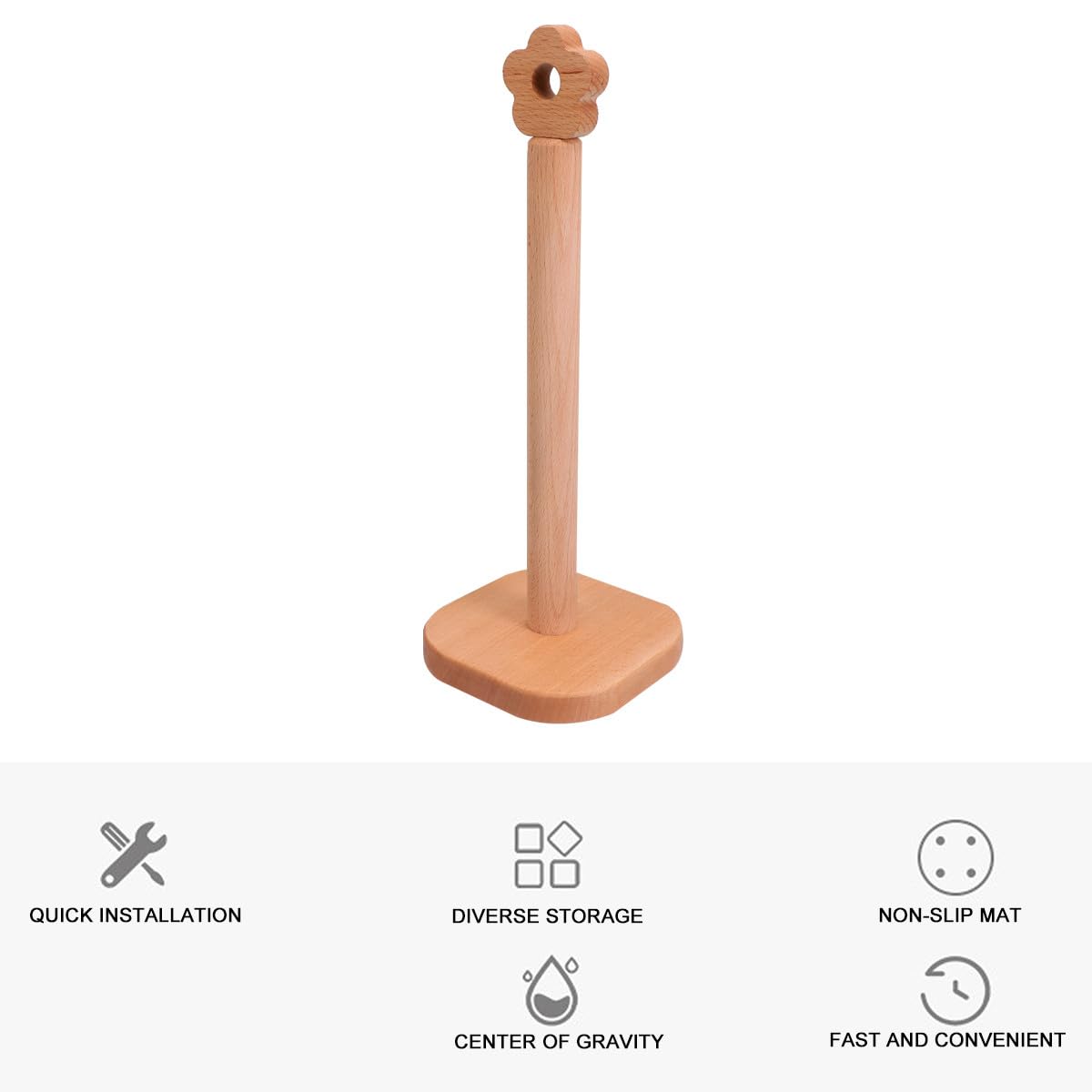 Portarotolo Verticale in Legno per Carta da Cucina Creativa