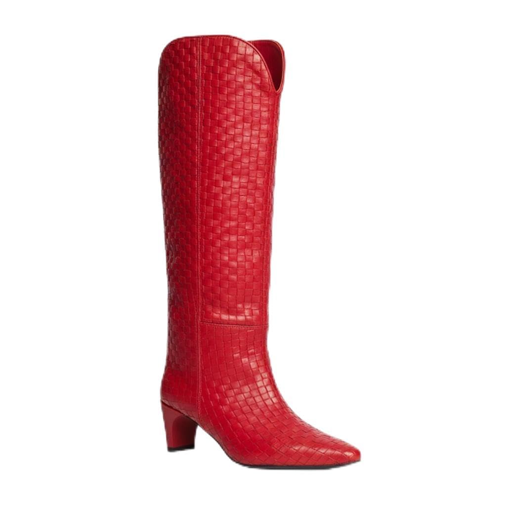 VARECOLA Womens Fashion Knee-High Boots - Mid Heel Slip-On Faux Suede Full Grain Leather Elegant Comfortable for Work