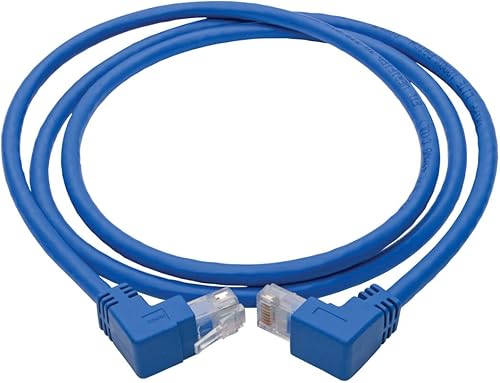 Miniatura 8 de Tripp Lite Cable Patch Cat6 UTP en ángulo recto (RJ45), MM, Gigabit, moldeado, azul, 1 pie (N204-001-BL-RA)