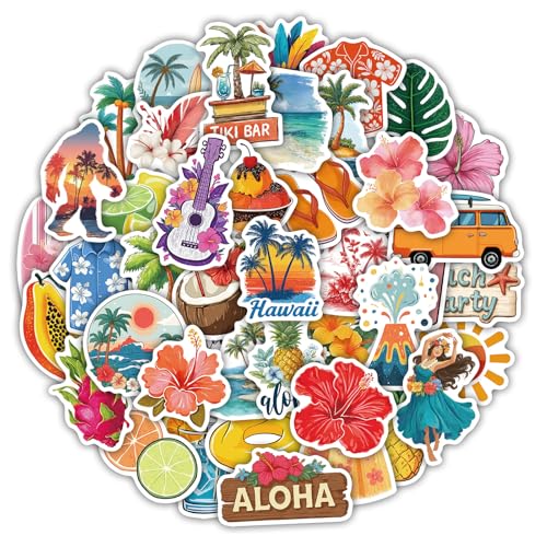 100 Pcs Hawaii Stickers Tropical Summer Beach Stickers