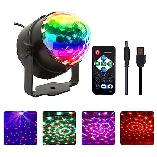 Bluetooth +Speaker Party Light Disco Lights 9 Colors 9W Magic Ball Projector Stage Lights Strobe Club Lights Effect Mini LED Lights Wireless Phone Connection with Remote Connection for Decoration