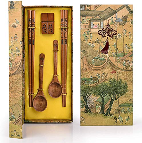 Chopstick Reusable Chinese Dragon and Phoenix Chopsticks with Holder and Carrying Bag Chinese Traditional Stylish Gift Set (Panda)