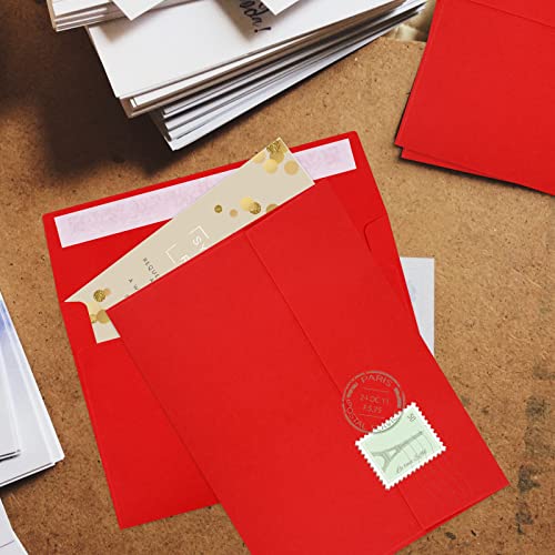Image of 100 Packs 5x7 Envelopes, A7 5x7 Envelopes for Invitations, Printable Invitation Envelopes Self Seal for Weddings, Invitations, Photos, Greeting Cards, Mailing (Red)