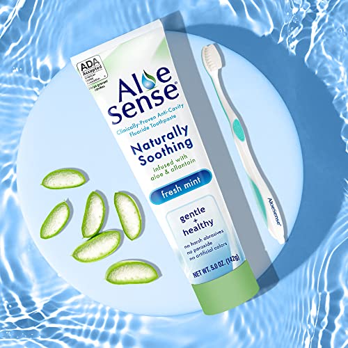 Aloesense Fluoride Toothpaste, Naturally Soothing Toothpaste Sensitive Teeth And Gum Care With Aloe Vera, Allantoin & Fresh Mint Flavor, Gentle & Natural Toothpaste, Ada Approved (5-Oz, 1 Count) #TOP5