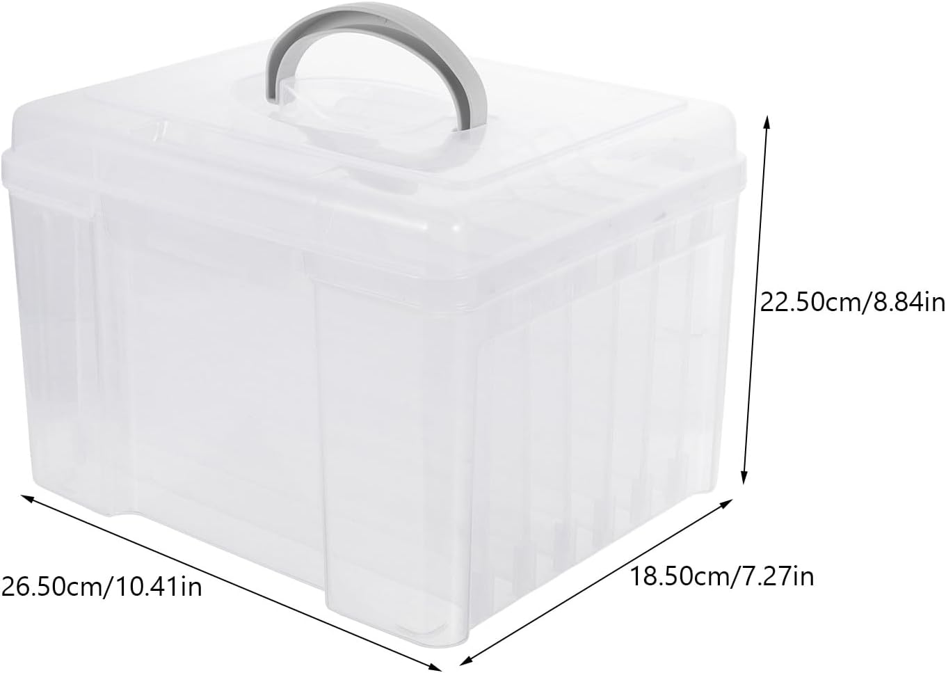 Photo Storage Box Organizer 6 Adjustable Dividers Handle Plastic Photo and Greeting Card Storage Case Home and Travel with Lid