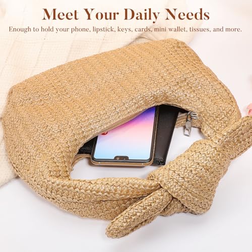 Bolso tote tejido con asa para mujer, estilo verano miniatura 5