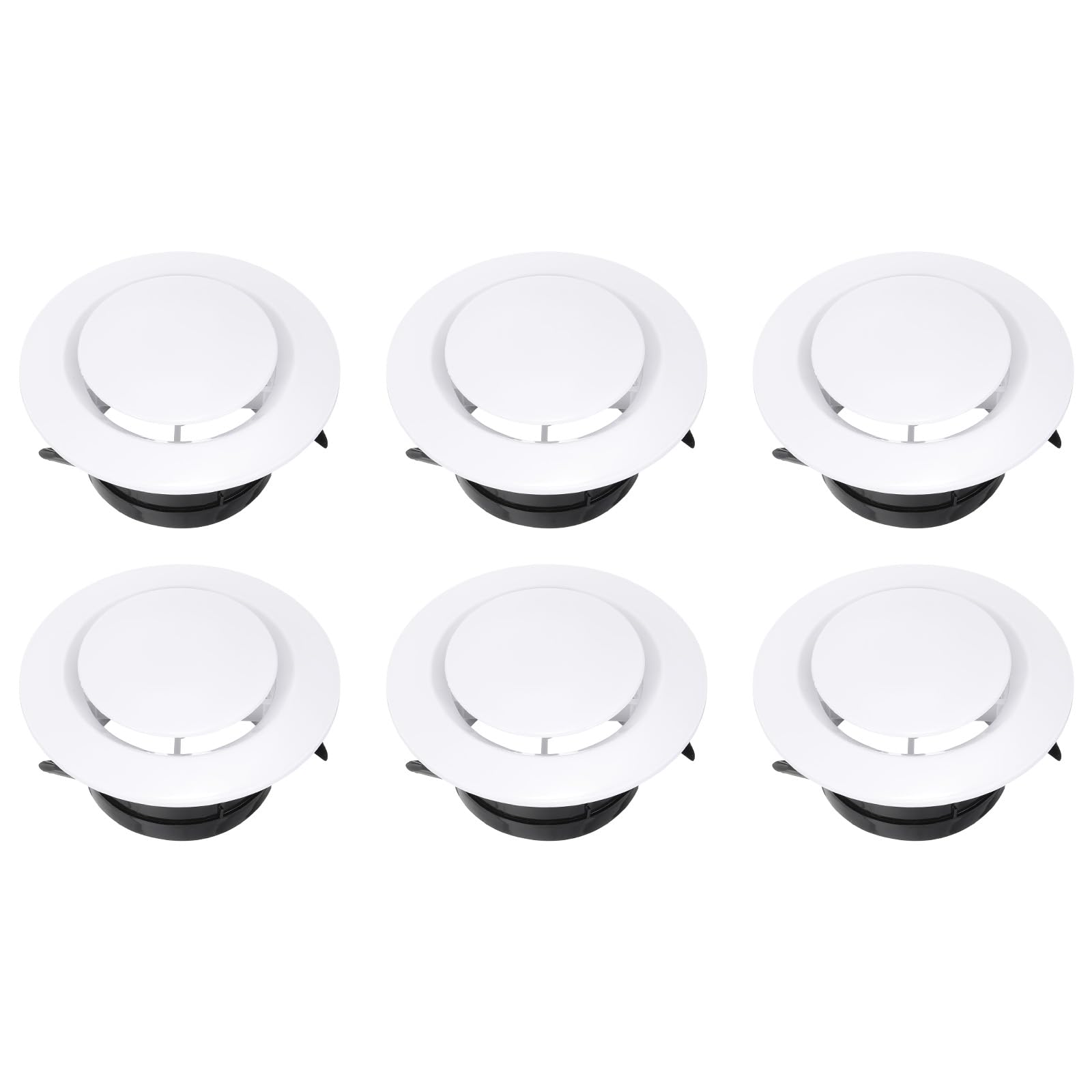 PATIKIL 4 Inch Round Air Vent Cover, 6Pcs ABS Adjustable Soffit Vents, White