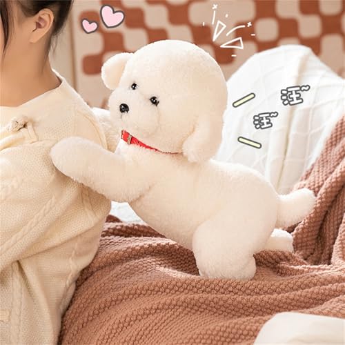 Bichon Frise Kuscheltier,Weiches Stofftier Simulation Stehendes Liegend,Pudel Kuscheltier Weiss,Realistisch Teddy Dog, Für Die Heimdekoration Geburtstagsgeschenke Geschenk Kinder (30cm,Stehen)