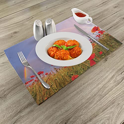 ABAKUHAUS Papavero Tovaglietta Americana Set di 4