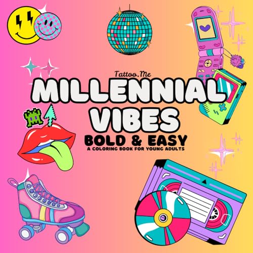 Millennial Vibes: Bold & Easy Coloring Book for Young Adults: Explore the Nostalgia of the 90's with this Bold & Easy Coloring Book for Adults. image 2