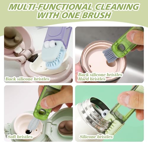 Image of Cup Lid Cleaning Brush 3 PCS,Tumbler Lid Cleaning Brush 4-in-1,Portable,Multifunctional,for Tight Spaces, Sealed Containers,Sippy Cups