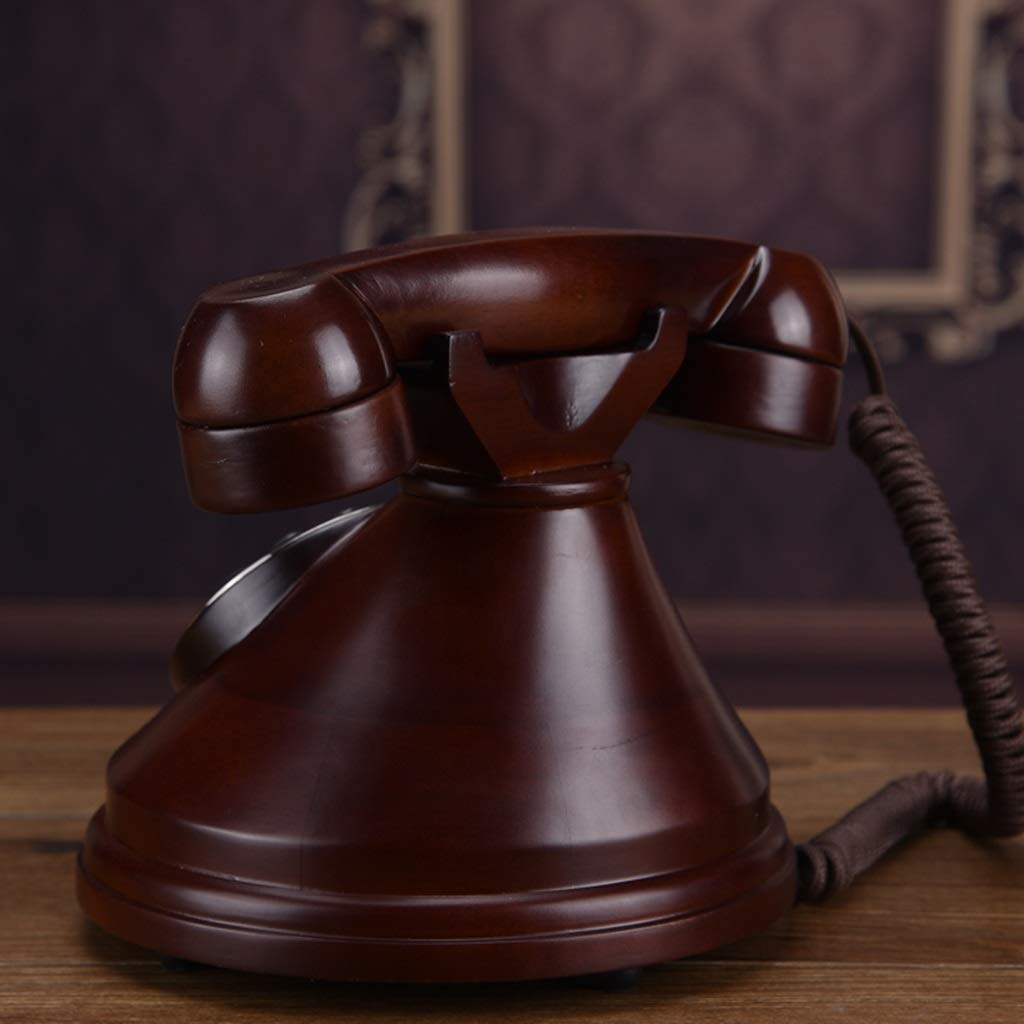 MRKU Telefono retrò Interamente in Legno massello, Antico, Telefono da Ufficio Europeo, Fisso, Telefono di casa Americano