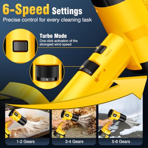 Image of Cordless Leaf Blower, Hand held Leaf Blower with Two 4.0Ah Battery and Charger, Snow Blower with 6 Speed Modes, Lightweight Electric Blowers for Lawn Care, Patio, Yard, Blowing Snow, Leaves, Dust