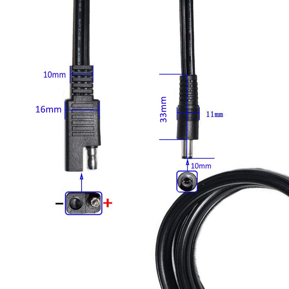 Cavo SAE A DC 5.5x2.1mm Maschio 30cm 18AWG &ndash; Per Pannello Solare Camper Moto