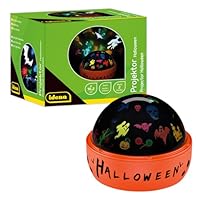 Idena 50148 - LED Projektor Halloween, leuchtet mit bunten Halloweenmotiven, LED Sternenhimmel Projektor mit 2 Modi, für Innen, batteriebetrieben, ca. 16,2 x 13 cm